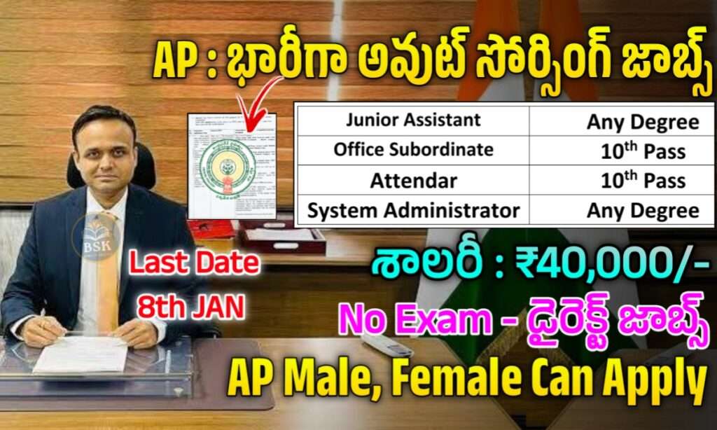 ఏపీలో భారీగా జూనియర్ అసిస్టెంట్ ఉద్యోగాలు విడుదల | AP Outsourcing Jobs ...